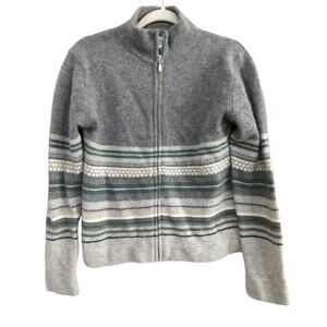 Skyr Lambswool Sweater Womens Medium Full Zip Gray Ski